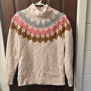 LL Bean 100% cotton fair isle sweater
